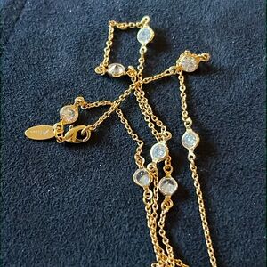 Nordstrom Alainn Long Gold Tone with CZ Necklace 44” Length